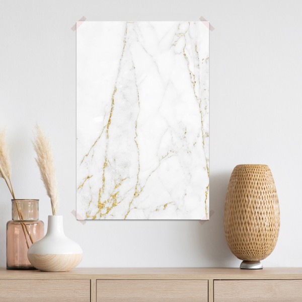 Poster weißer marmor mit goldenen adern – Wallnifity®