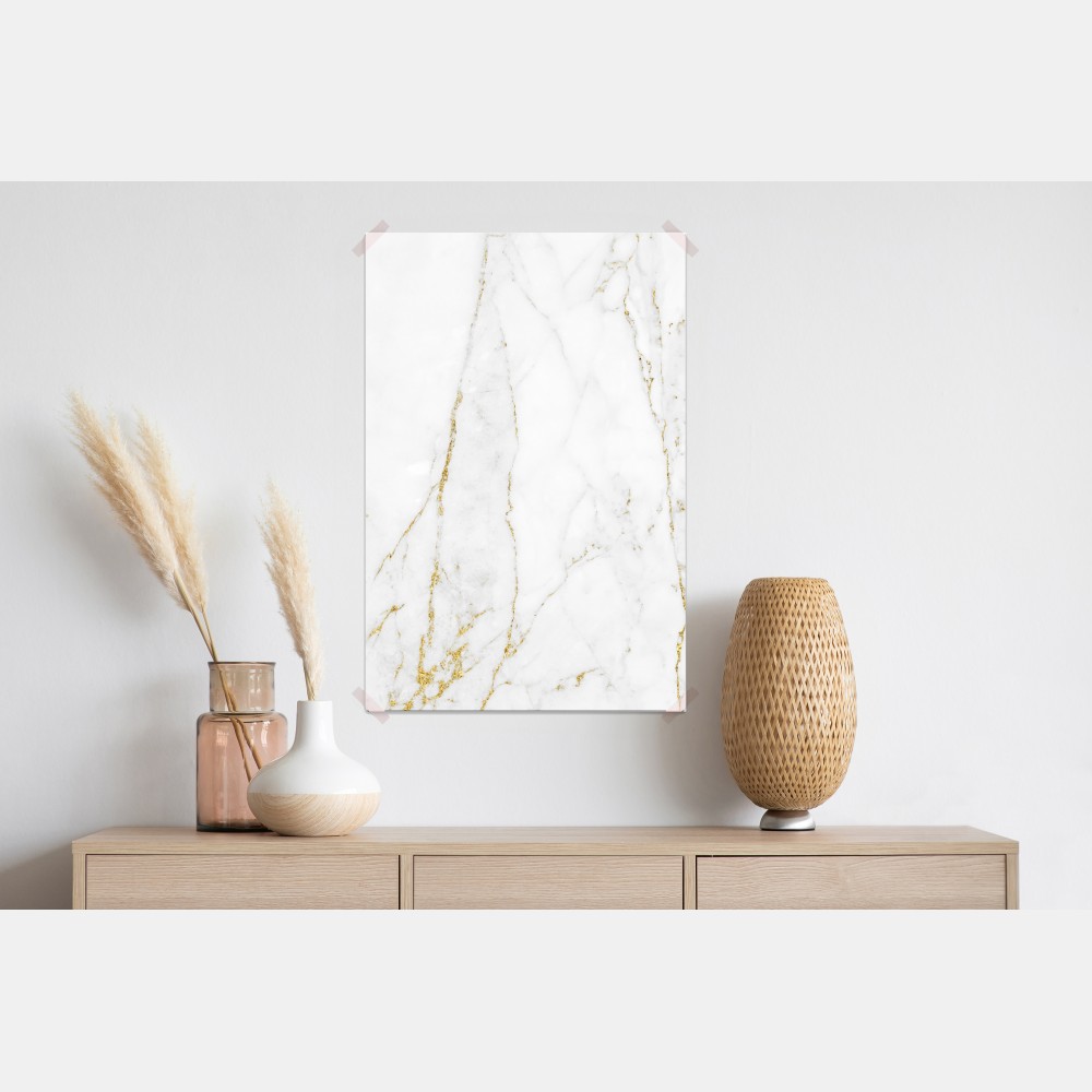Poster weißer marmor mit goldenen adern – Wallnifity®
