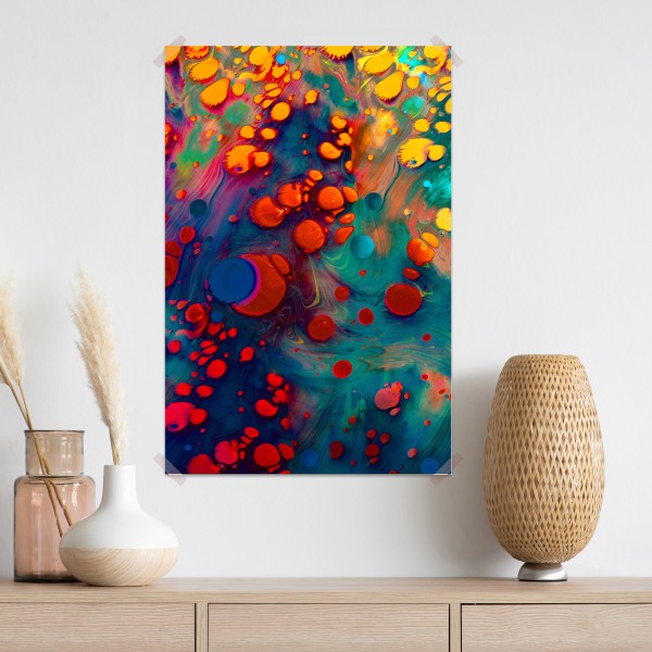 Poster lebendige türkis-orange marmorierte kunst – Wallnifity® Poster lebendige türkis-orange marmorierte kunst – Wallnifity®