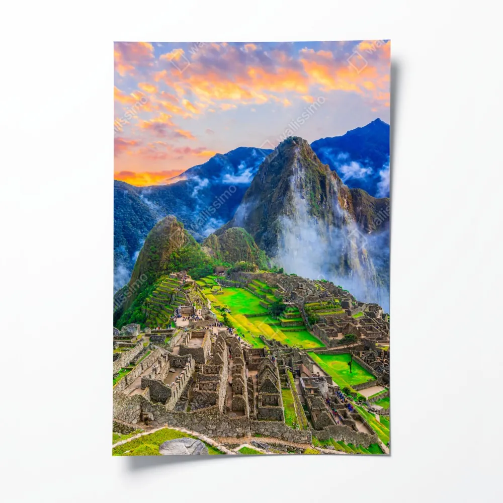 Poster sonnenuntergang über Machu Picchu antike Inka-zitadelle – Wallnifity® Poster sonnenuntergang über Machu Picchu antike Inka-zitadelle – Wallnifity®