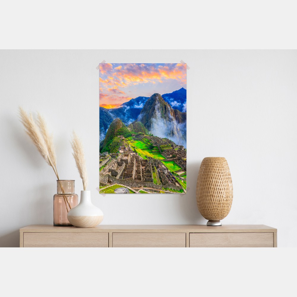 Poster sonnenuntergang über Machu Picchu antike Inka-zitadelle – Wallnifity® Poster sonnenuntergang über Machu Picchu antike Inka-zitadelle – Wallnifity®