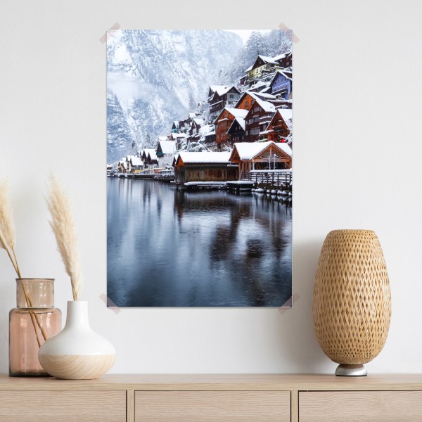 Poster verschneites Hallstatt am see – Wallnifity®