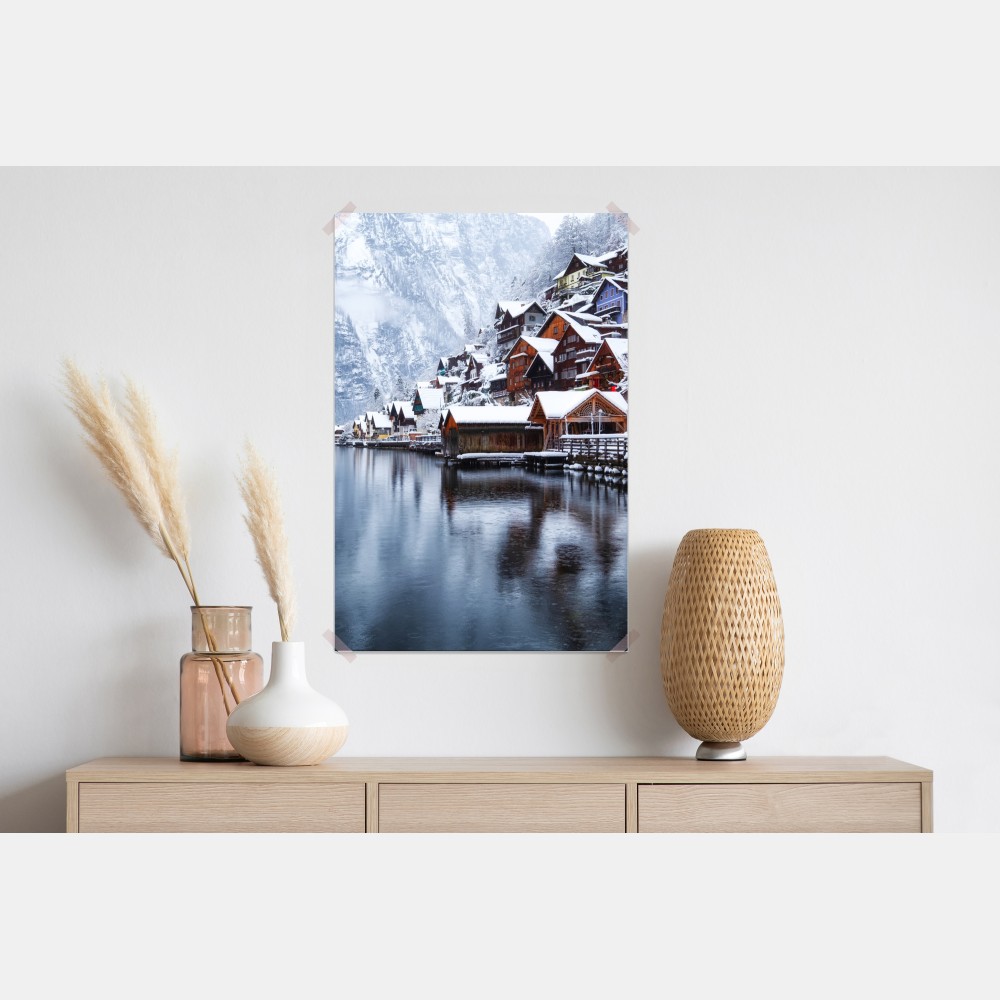 Poster verschneites Hallstatt am see – Wallnifity®