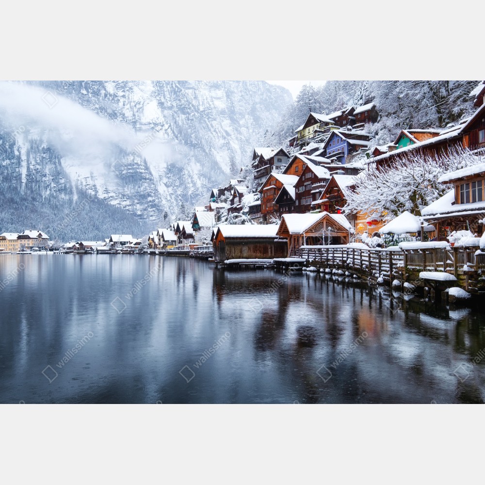 Poster verschneites Hallstatt am see – Wallnifity®