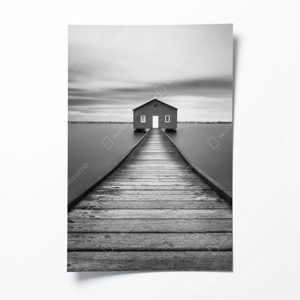 Poster einsames bootshaus am ruhigen steg – Wallnifity® Poster einsames bootshaus am ruhigen steg – Wallnifity®