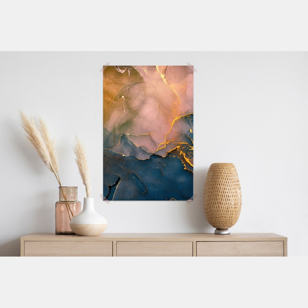 Poster blaues und goldenes abstraktes marmormotiv – Wallnifity® Poster blaues und goldenes abstraktes marmormotiv – Wallnifity®