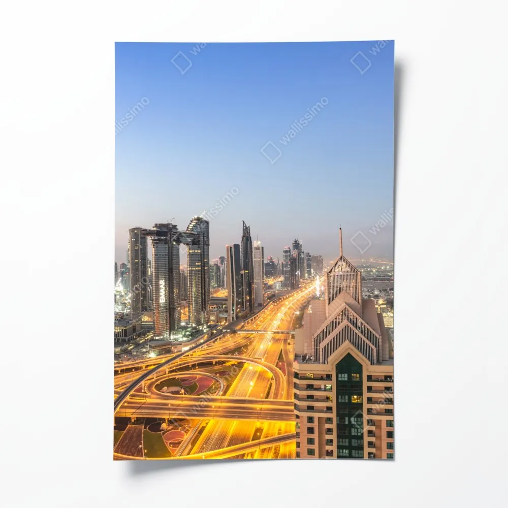 Poster skyline von Dubai bei dämmerung – Wallnifity®
