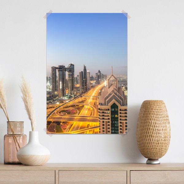 Poster skyline von Dubai bei dämmerung – Wallnifity®