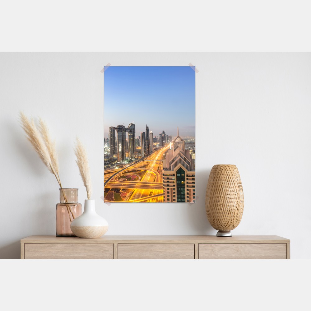 Poster skyline von Dubai bei dämmerung – Wallnifity®