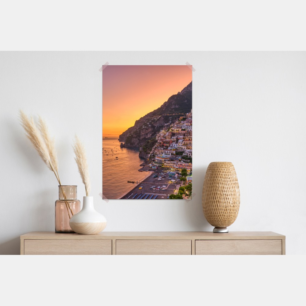 Poster sonnenuntergang über Positano, Amalfiküste – Wallnifity® Poster sonnenuntergang über Positano, Amalfiküste – Wallnifity®