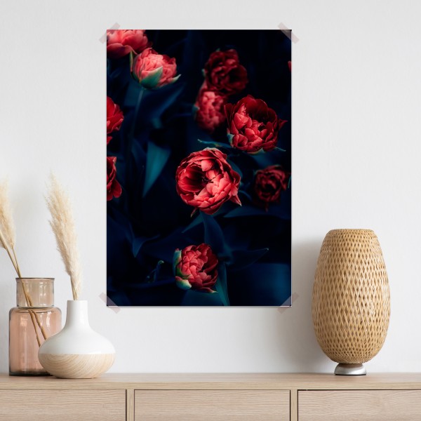 Poster dunkler roter tulpenstrauß – Wallnifity® Poster dunkler roter tulpenstrauß – Wallnifity®