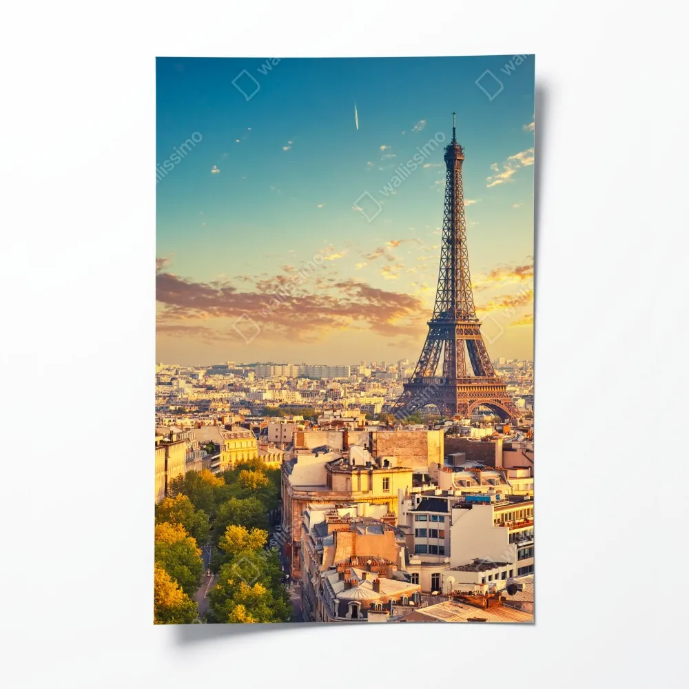 Poster sonnenuntergang über Paris skyline mit eiffelturm – Wallnifity® Poster sonnenuntergang über Paris skyline mit eiffelturm – Wallnifity®