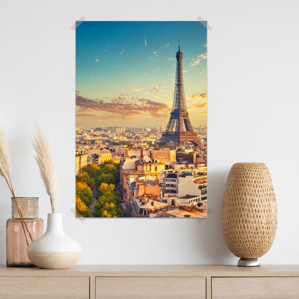 Poster sonnenuntergang über Paris skyline mit eiffelturm – Wallnifity® Poster sonnenuntergang über Paris skyline mit eiffelturm – Wallnifity®