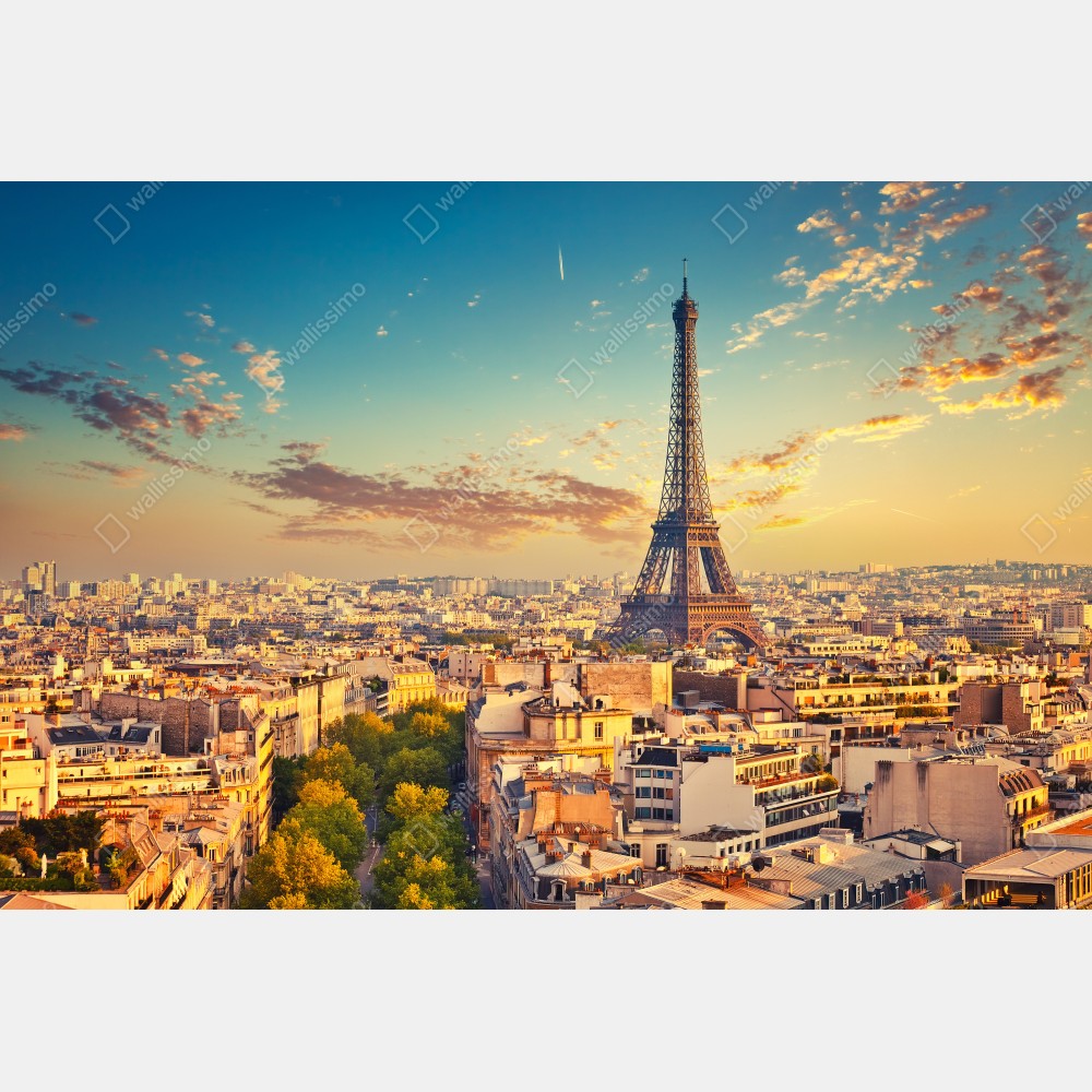 Poster sonnenuntergang über Paris skyline mit eiffelturm – Wallnifity® Poster sonnenuntergang über Paris skyline mit eiffelturm – Wallnifity®