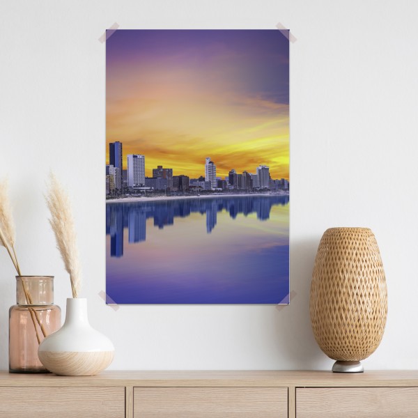 Poster Durban dämmerung skyline am strand – Wallnifity®