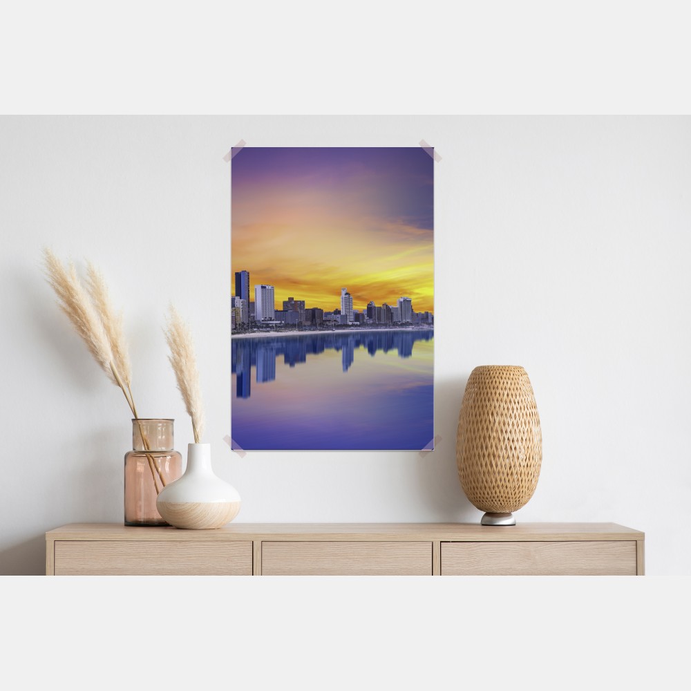 Poster Durban dämmerung skyline am strand – Wallnifity®