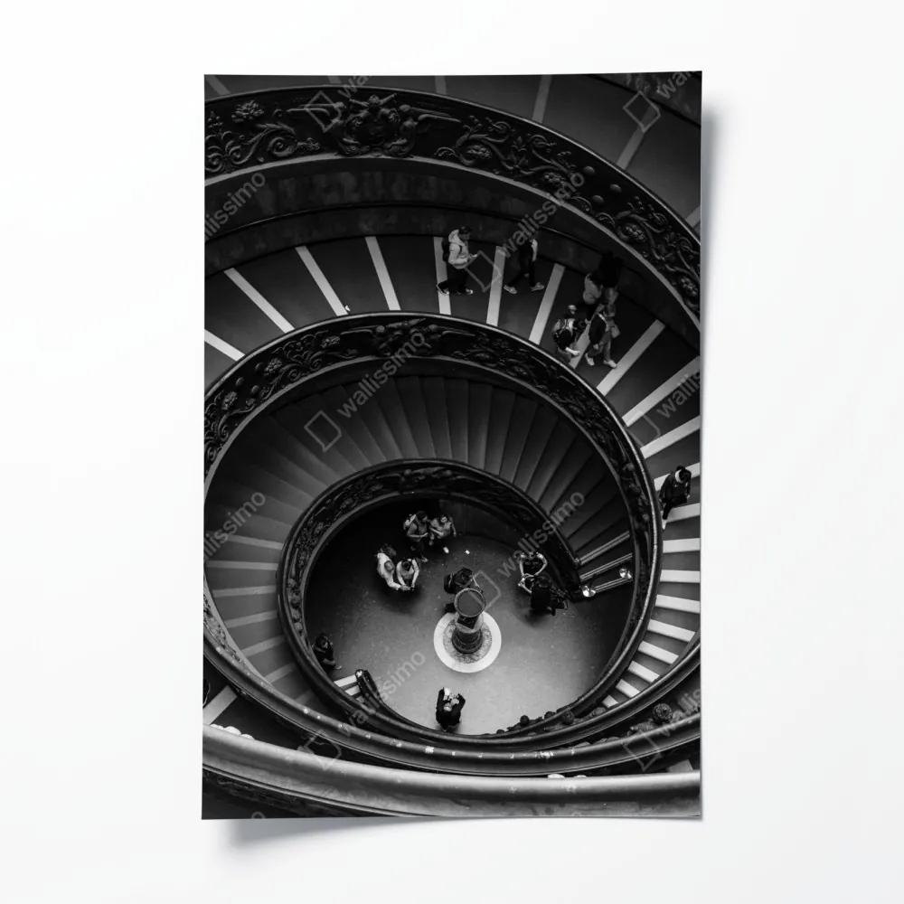 Poster dramatische spiraltreppe in monochrom – Wallnifity® Poster dramatische spiraltreppe in monochrom – Wallnifity®