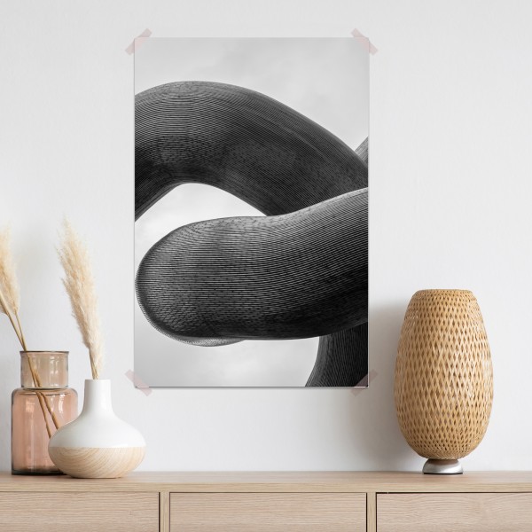 Poster gekrümmte formen abstrakte skulptur in grau – Wallnifity® Poster gekrümmte formen abstrakte skulptur in grau – Wallnifity®