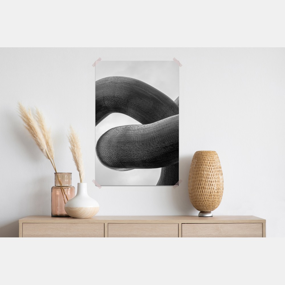 Poster gekrümmte formen abstrakte skulptur in grau – Wallnifity® Poster gekrümmte formen abstrakte skulptur in grau – Wallnifity®