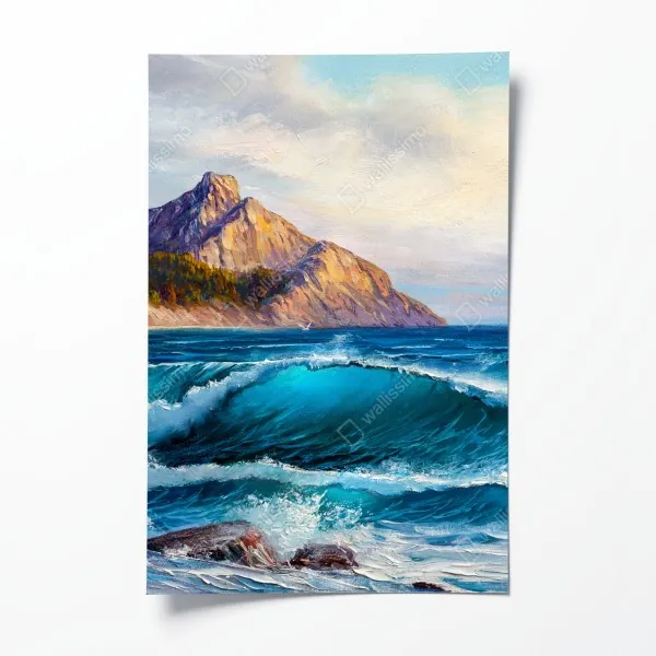 Poster sonnige bergwiese bei sonnenaufgang – Wallnifity®