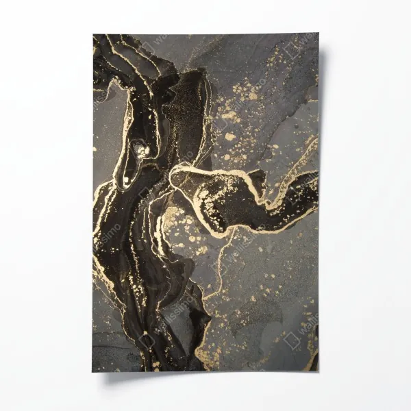 Poster moosiger wald mit bach im nebel – Wallnifity®