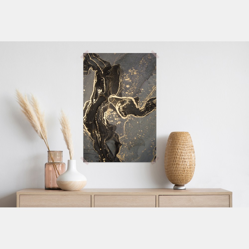 Poster luxuriöser schwarz-goldener marmor abstrakt – Wallnifity® Poster luxuriöser schwarz-goldener marmor abstrakt – Wallnifity®