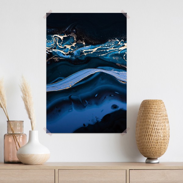 Poster marineblaue und goldene abstraktion – Wallnifity® Poster marineblaue und goldene abstraktion – Wallnifity®