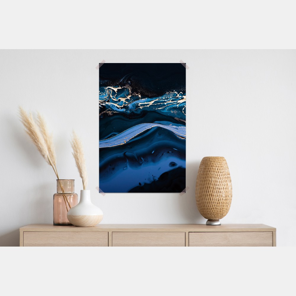 Poster marineblaue und goldene abstraktion – Wallnifity® Poster marineblaue und goldene abstraktion – Wallnifity®