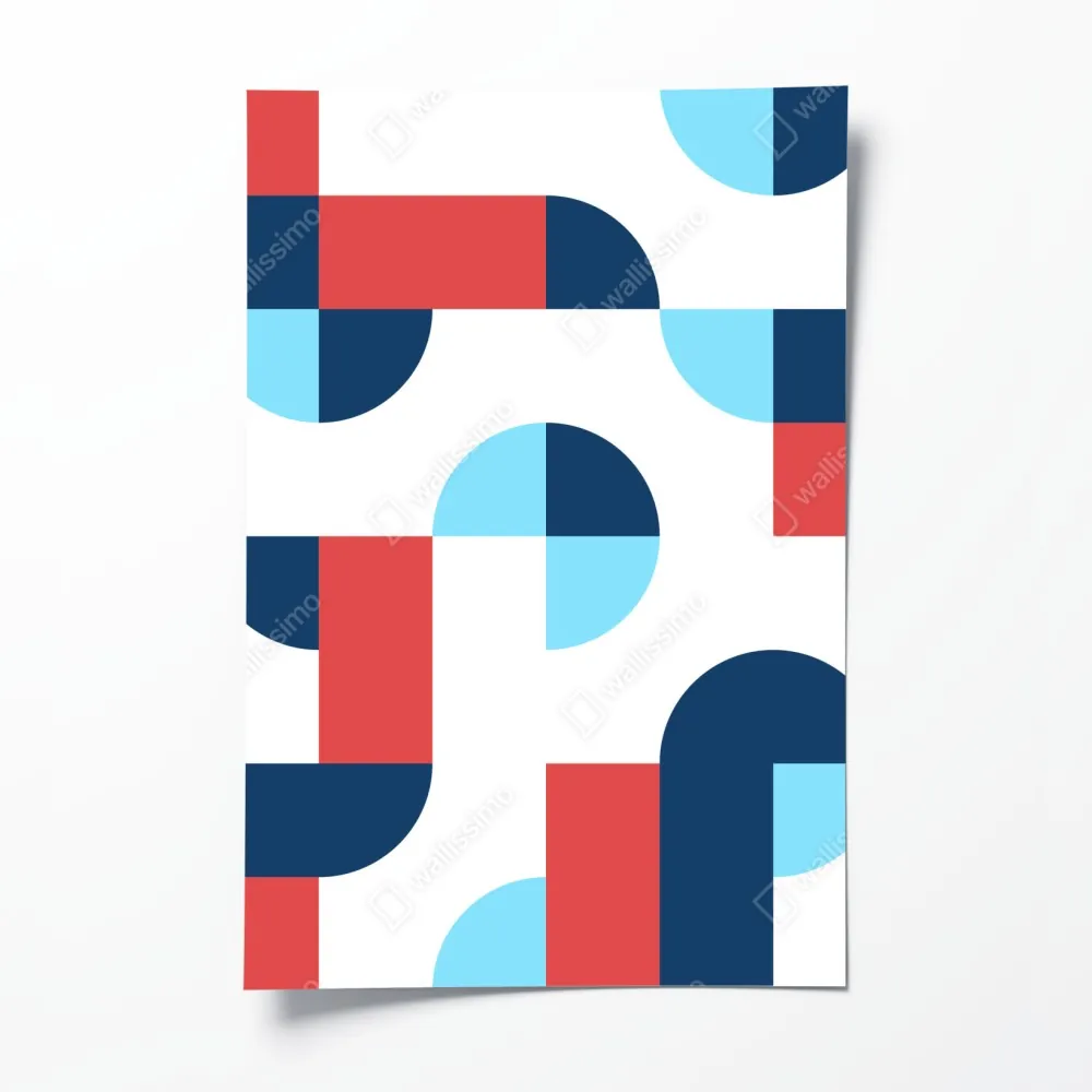 Poster mutiges geometrisches muster in dunkelblau und koralle – Wallnifity® Poster mutiges geometrisches muster in dunkelblau und koralle – Wallnifity®