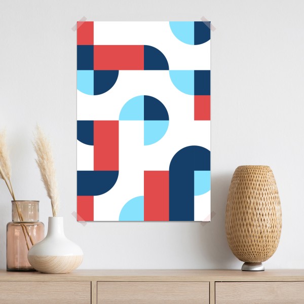 Poster mutiges geometrisches muster in dunkelblau und koralle – Wallnifity® Poster mutiges geometrisches muster in dunkelblau und koralle – Wallnifity®