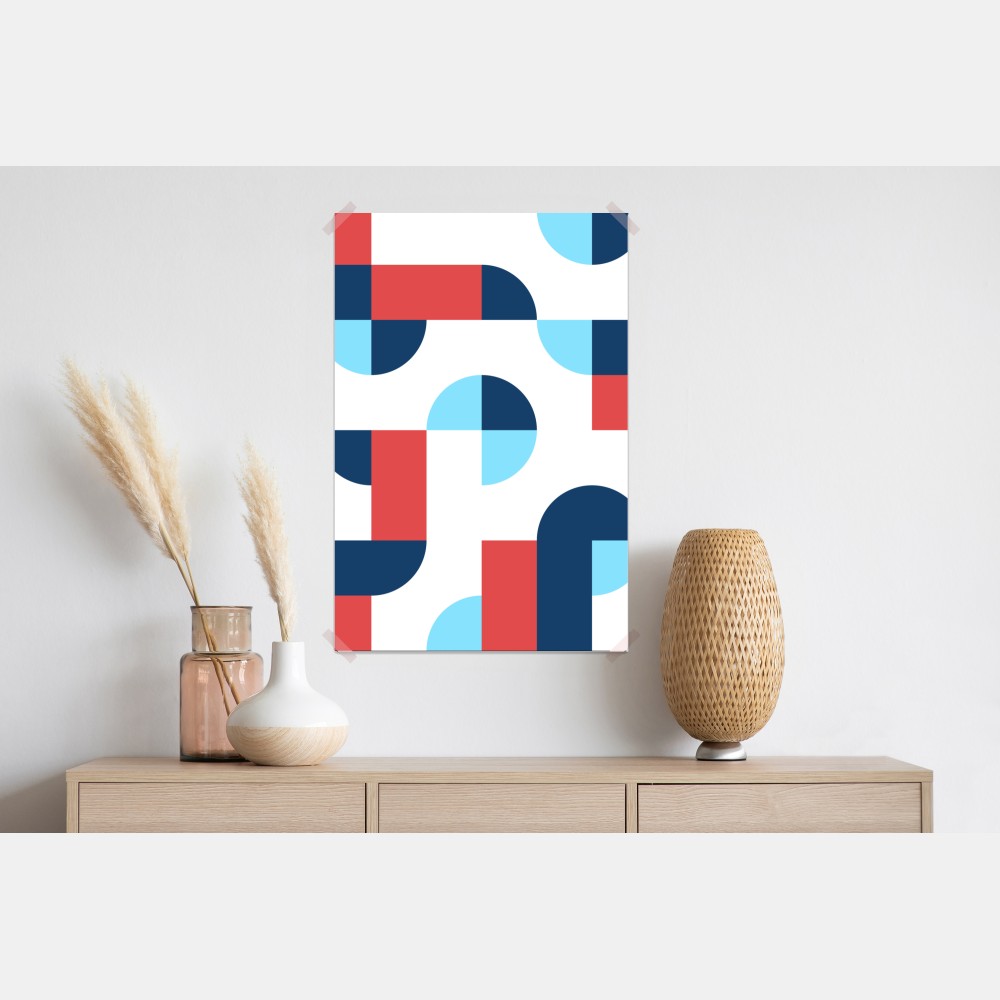 Poster mutiges geometrisches muster in dunkelblau und koralle – Wallnifity® Poster mutiges geometrisches muster in dunkelblau und koralle – Wallnifity®