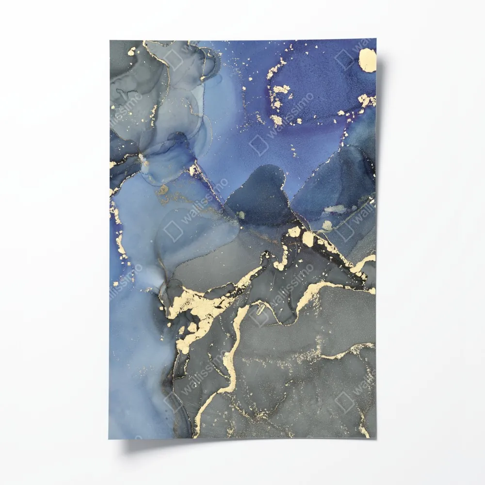 Poster luxuriöse blau-goldene abstraktion – Wallnifity® Poster luxuriöse blau-goldene abstraktion – Wallnifity®