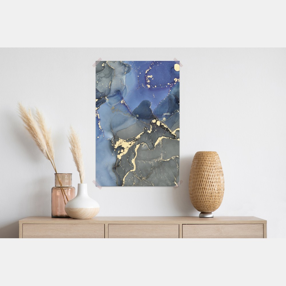 Poster luxuriöse blau-goldene abstraktion – Wallnifity® Poster luxuriöse blau-goldene abstraktion – Wallnifity®