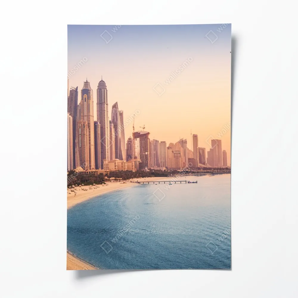 Poster Dubai skyline bei sonnenuntergang – Wallnifity® Poster Dubai skyline bei sonnenuntergang – Wallnifity®