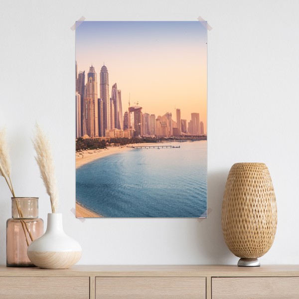 Poster Dubai skyline bei sonnenuntergang – Wallnifity® Poster Dubai skyline bei sonnenuntergang – Wallnifity®