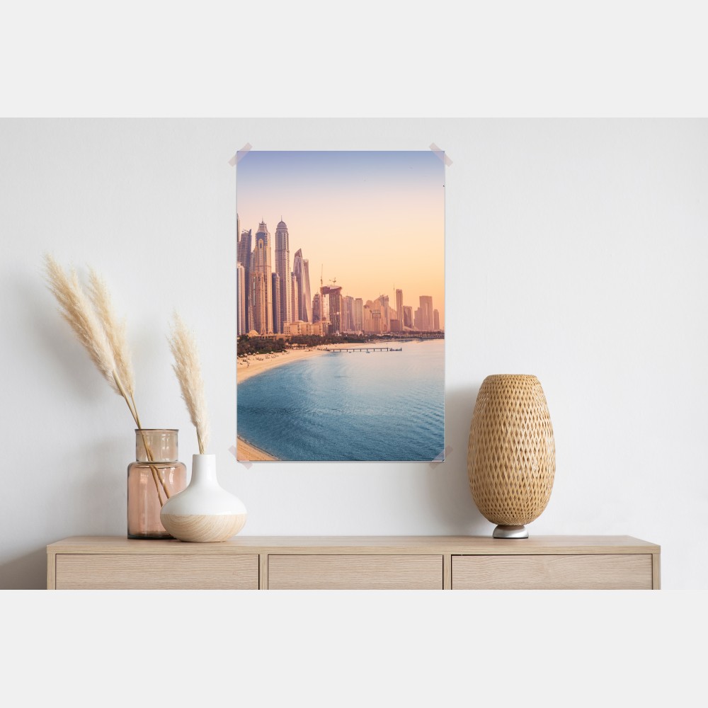 Poster Dubai skyline bei sonnenuntergang – Wallnifity® Poster Dubai skyline bei sonnenuntergang – Wallnifity®