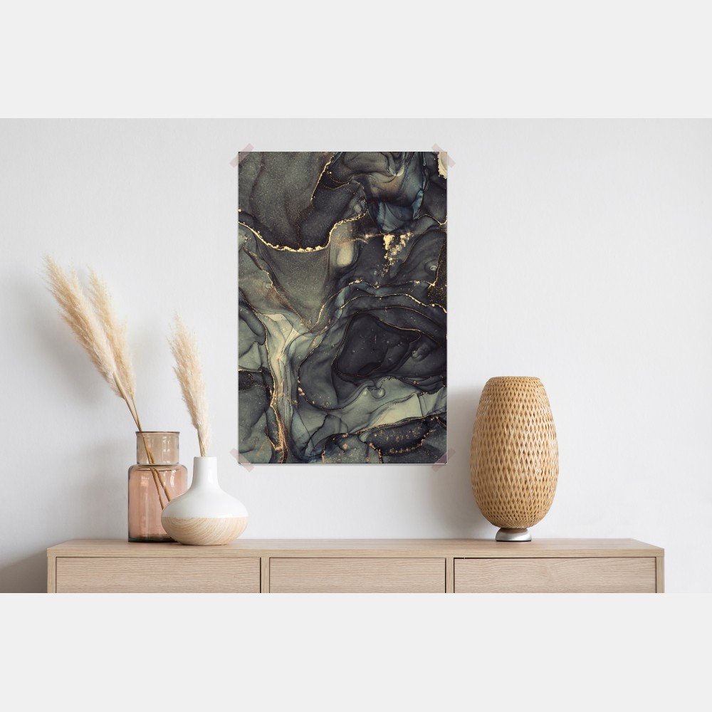 Poster luxuriöse abstrakte alkoholtinten-kunst mit goldenen adern – Wallnifity® Poster luxuriöse abstrakte alkoholtinten-kunst mit goldenen adern – Wallnifity®