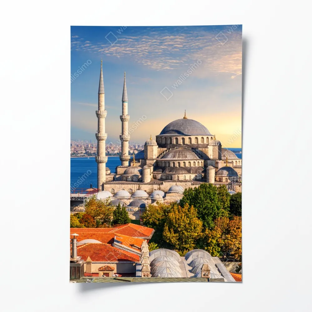 Poster Istanbul mit der Blauen Moschee bei Sonnenuntergang – Wallnifity® Poster Istanbul mit der Blauen Moschee bei Sonnenuntergang – Wallnifity®