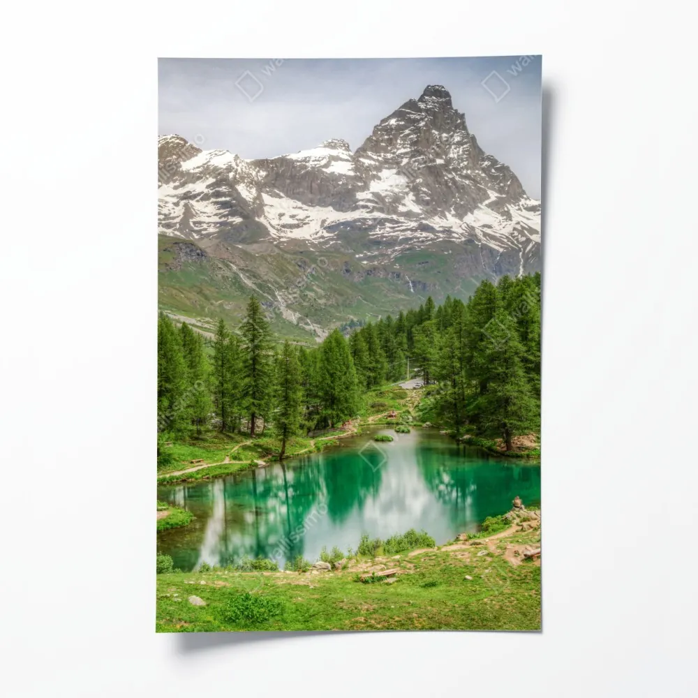 Poster blauer see bei Cervinia – Wallnifity® Poster blauer see bei Cervinia – Wallnifity®
