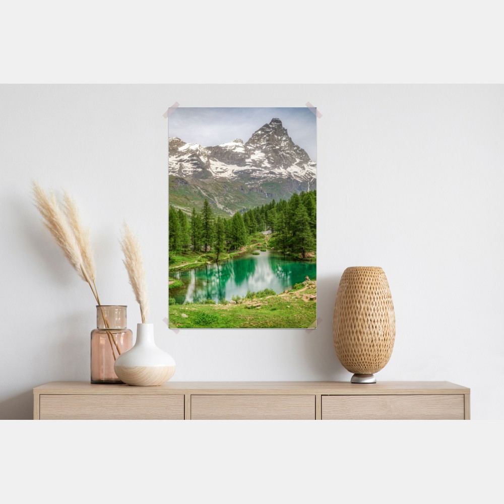 Poster blauer see bei Cervinia – Wallnifity® Poster blauer see bei Cervinia – Wallnifity®