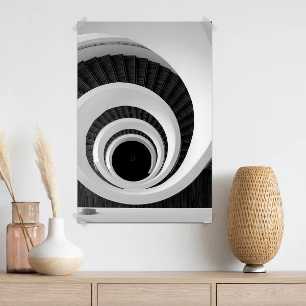 Poster spiraltreppe in monochrom – Wallnifity® Poster spiraltreppe in monochrom – Wallnifity®