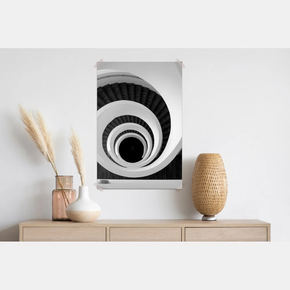 Poster spiraltreppe in monochrom – Wallnifity® Poster spiraltreppe in monochrom – Wallnifity®