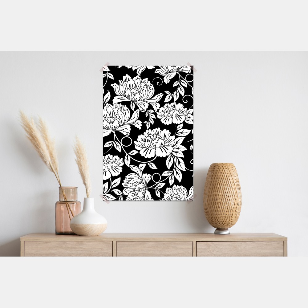 Poster monochromes blumenmuster – Wallnifity® Poster monochromes blumenmuster – Wallnifity®