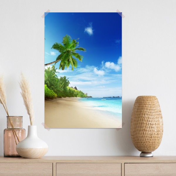 Poster sonnenuntergang am strand von Mahe, Seychellen – Wallnifity® Poster sonnenuntergang am strand von Mahe, Seychellen – Wallnifity®