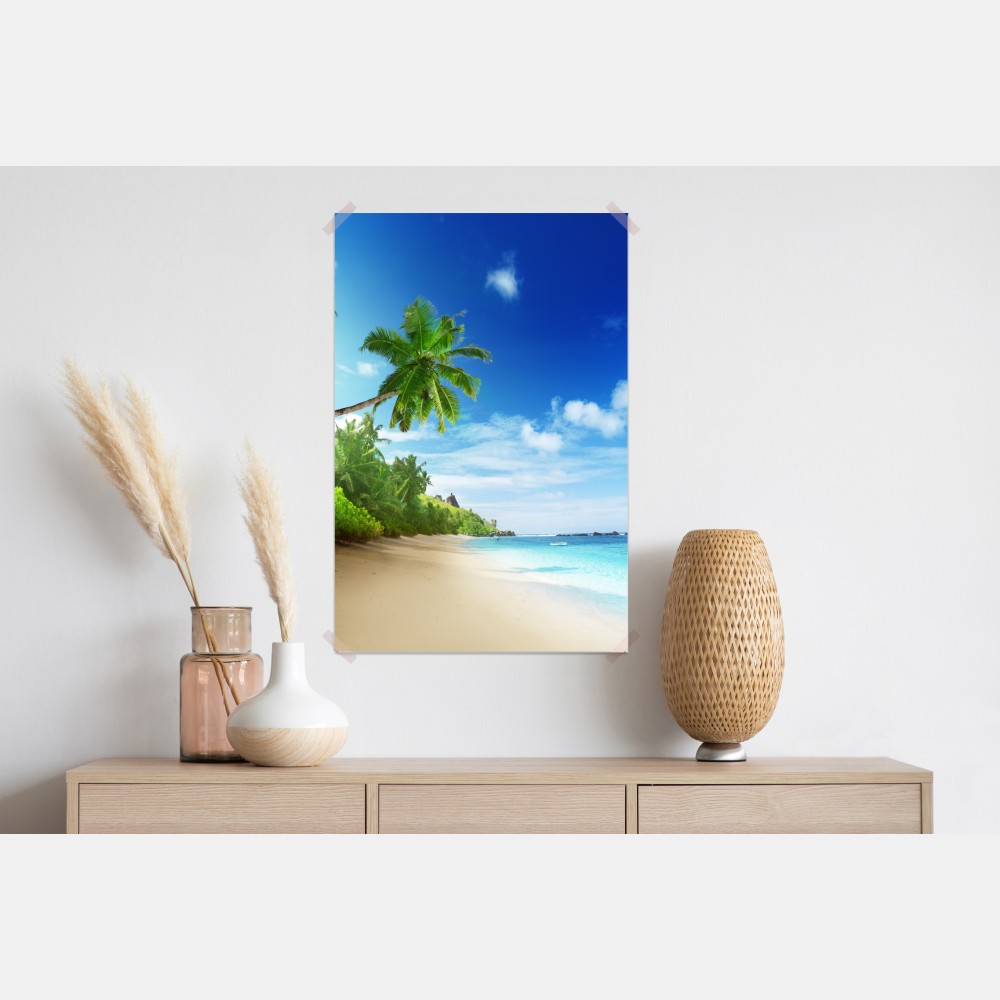 Poster sonnenuntergang am strand von Mahe, Seychellen – Wallnifity® Poster sonnenuntergang am strand von Mahe, Seychellen – Wallnifity®