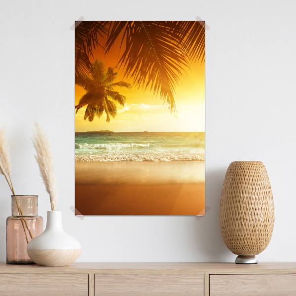 Poster goldener sonnenuntergang an einem strand in der Karibik – Wallnifity® Poster goldener sonnenuntergang an einem strand in der Karibik – Wallnifity®