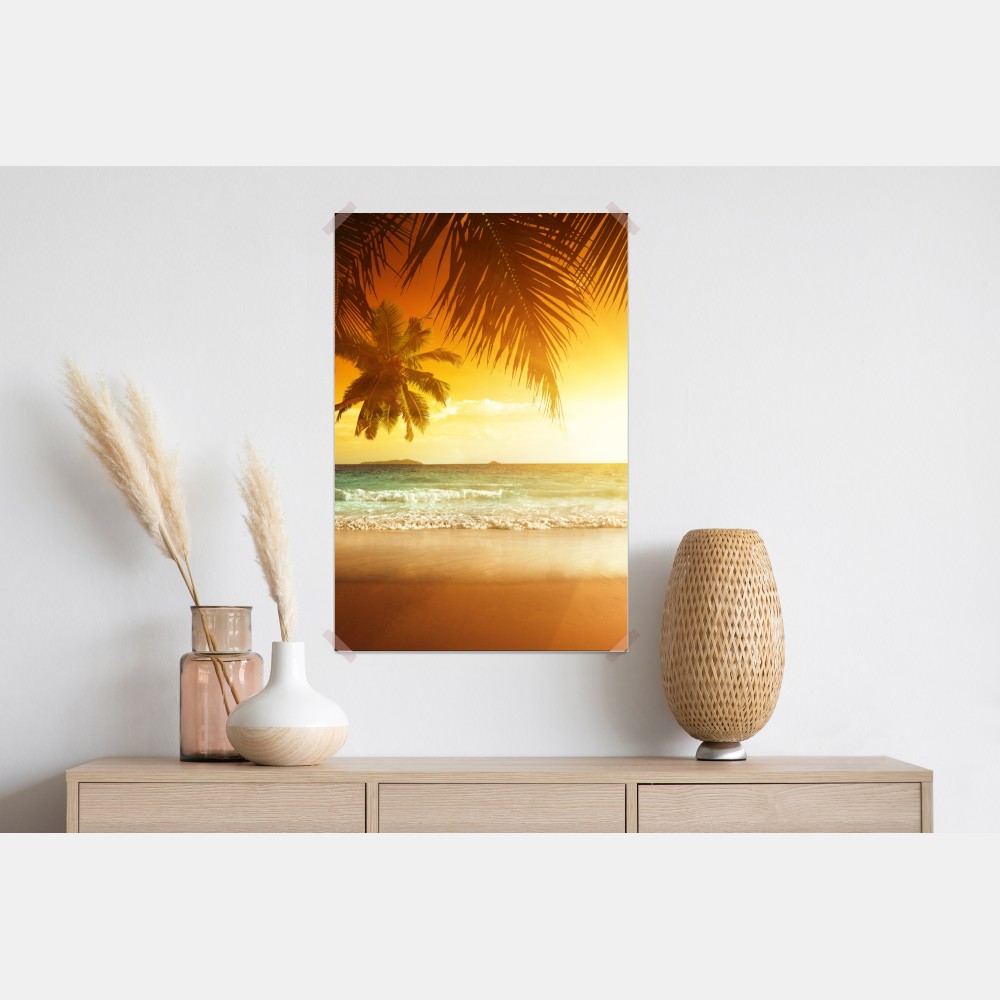 Poster goldener sonnenuntergang an einem strand in der Karibik – Wallnifity® Poster goldener sonnenuntergang an einem strand in der Karibik – Wallnifity®