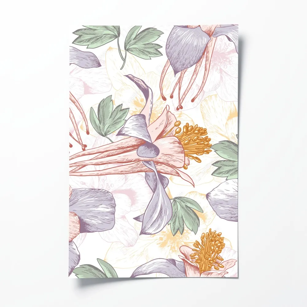Poster zarte pastellblumen im botanischen stil – Wallnifity® Poster zarte pastellblumen im botanischen stil – Wallnifity®