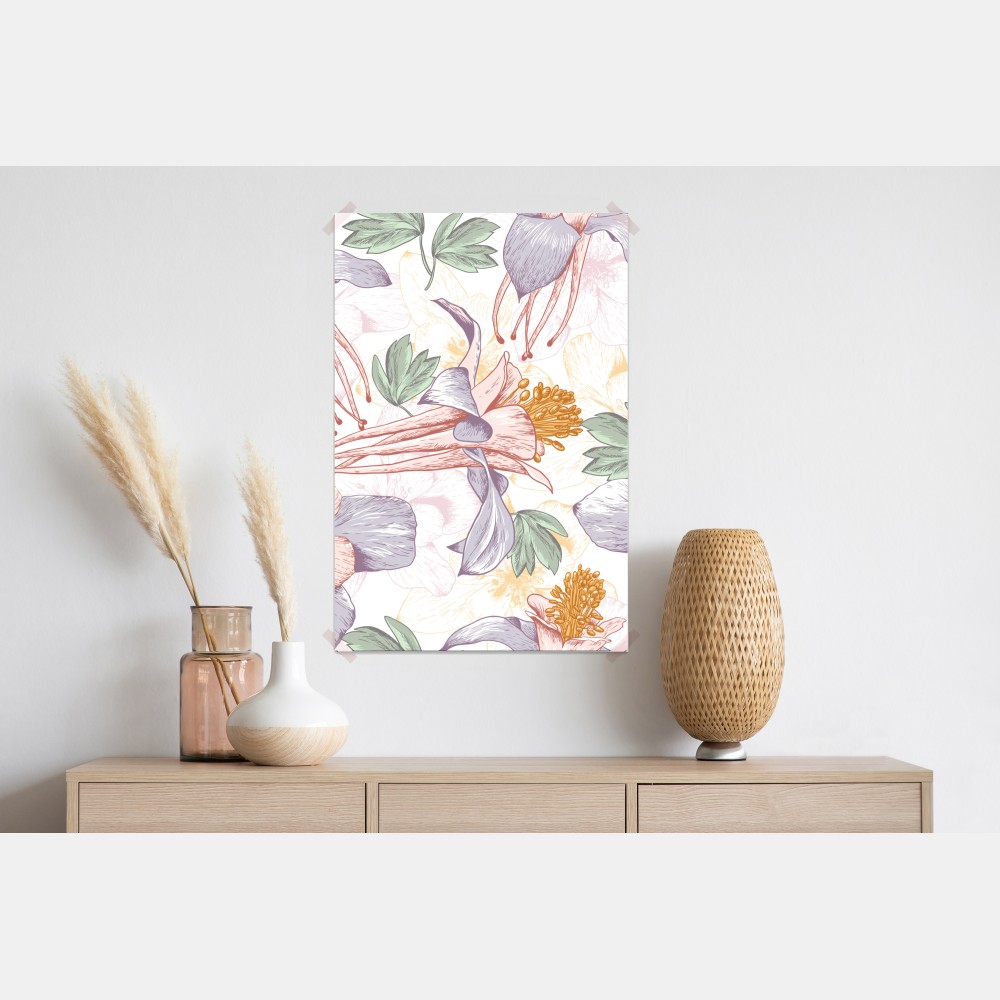 Poster zarte pastellblumen im botanischen stil – Wallnifity® Poster zarte pastellblumen im botanischen stil – Wallnifity®