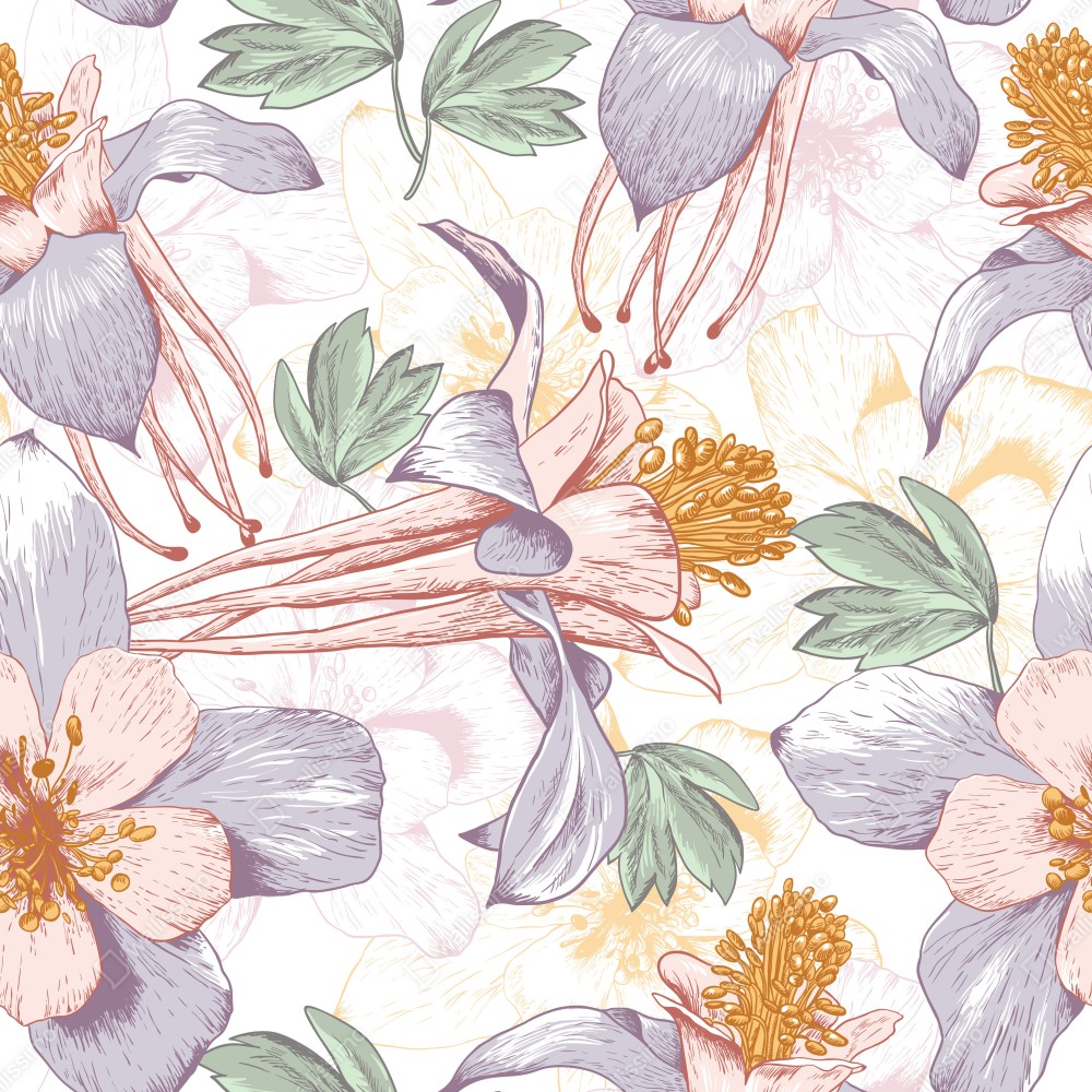 Poster zarte pastellblumen im botanischen stil – Wallnifity® Poster zarte pastellblumen im botanischen stil – Wallnifity®